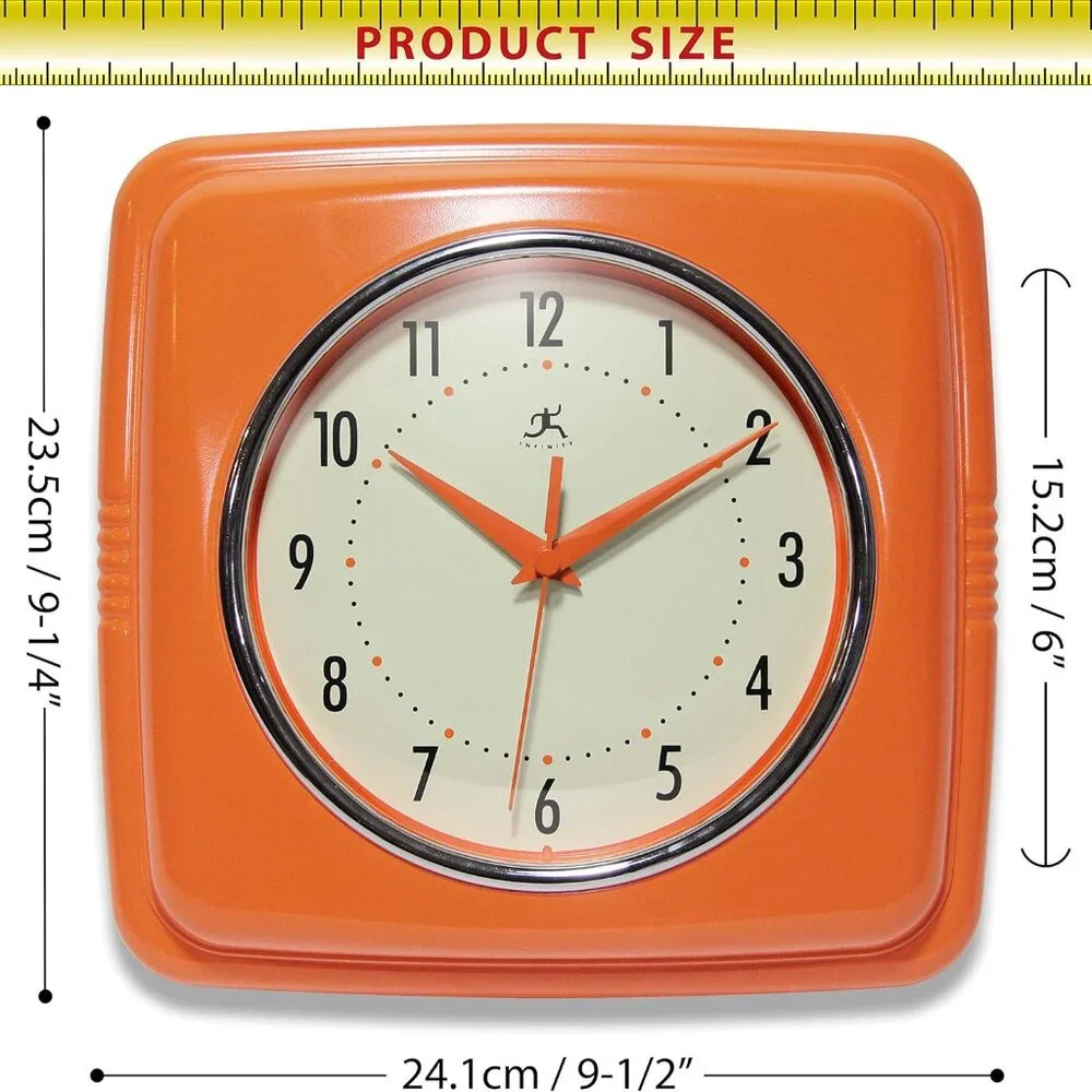 Mid Century Modern Style Orange‎ Clock
